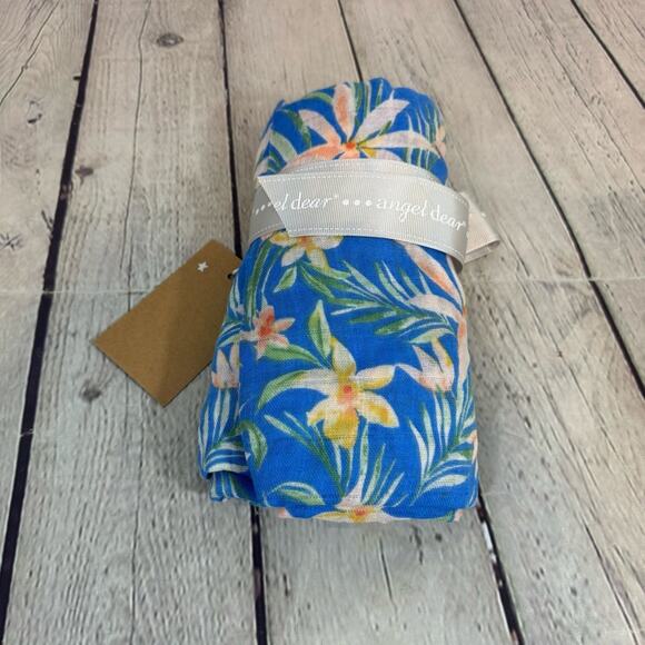 Angel Dear Blue Floral Muslin Swaddle - Picture 2 of 2